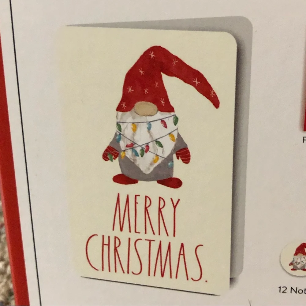 🆕 Rae Dunn MERRY CHRISTMAS Gnome Note Card Set